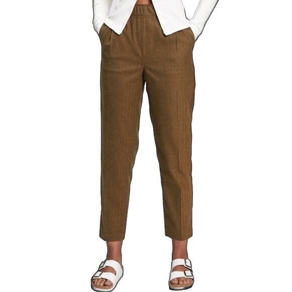 Gap Womens High Rise Pull-On Pants Size 2 Brown Striped Pockets Capsule Neutral - Picture 1 of 10